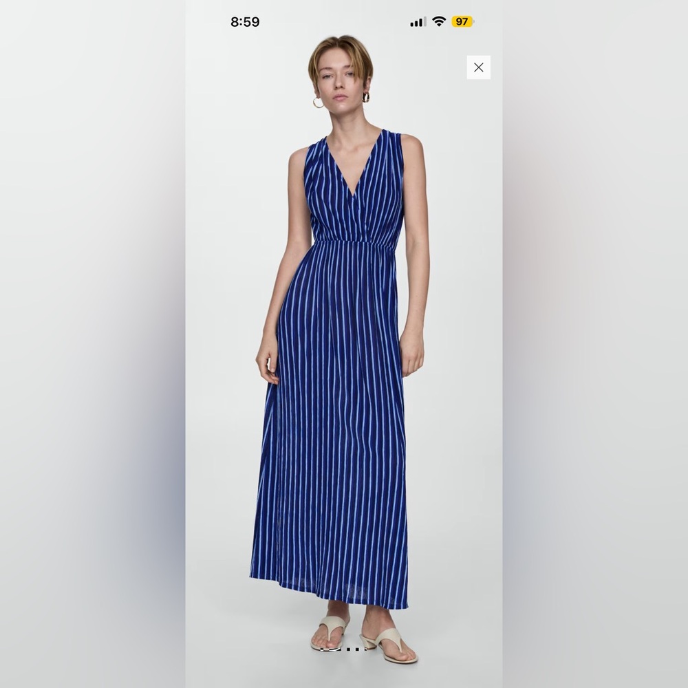 Mango Blue Striped Maxi Dress